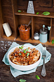 Vegetarian bolognese souce with green lentils