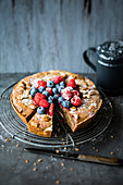 Pan-baked chocolate cheesecake with berries