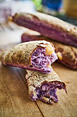 Purple red cabbage baguettes