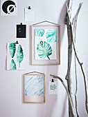 Homemade plant leaves as wall decoration