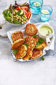 Lamb and Chickpea Fritters with Salsa Verde Cream