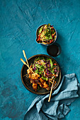 Fish kebabs with sweet chilli and lemongrass sauce