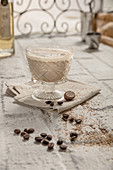 Milk punch with brandy, nutmeg and coffee