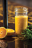 Citrus vinaigrette in a glass jar
