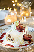 Christmas Pudding Parfait with Port glazed plums