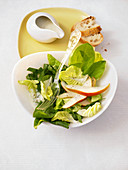 Sorrel salad with pear and a gorgonzola dressing