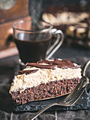 Brownie with mascarpone-peanut butter topping