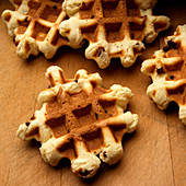 Home made Belgian waffles with chocolate chips