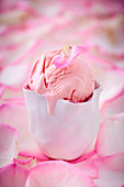 Rose ice cream with a petal