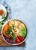Ramen and cabbage salad with orange ginger dressing