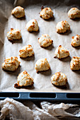 Vegan coconut macaroons on a baking tray