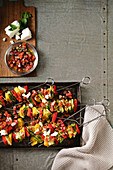 Vegetable Ribbon Skewers with Tomato Salsa