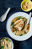 Chicken and noodle soup with sesame seeds (Asia)