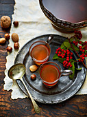 Christmas punch and various nuts