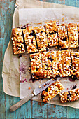 Crumble-topped blueberry and almond slice