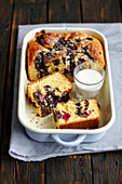 Yeast cake with poppy seeds and cherries