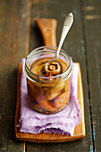 Pickled mushrooms in a glass jar