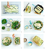 Zucchini-Lasagne mit Pilzen, Spinat und Feta zubereiten