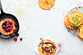 A trio of eggless pancakes