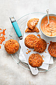 Red lentil fritters with flaxseeds