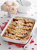 Bread and butter pudding with almond flakes (England)