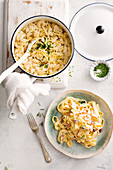 Schnelles Macaroni and Cheese & Tagliatelle carbonara