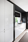 Black and white fitted kitchen