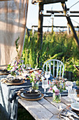 Rustic table set for summer party
