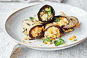 Aubergine rolls with couscous