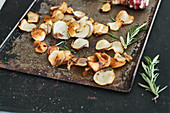 Jerusalem artichoke crisps with sea salt and rosemary