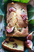 Fig cake, a piece removed