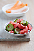Pickled cucumbers and radishes (Japan)