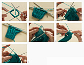 Gloves being knitted