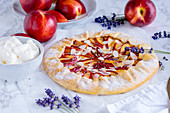 Nectarine and cream cheese galette with lavender