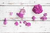 Organic, purple-and-white cauliflower