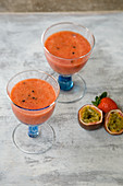 Strawberry and passionfruit smoothie