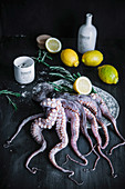 Raw Octopus with Fresh Rosemary, Lemons and Olive Oil