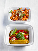 Marinated carrots and colourful peppers