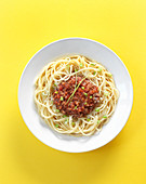 Spaghetti with a quick bolognese sauce