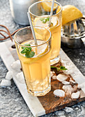 Weight loss drink made from apple vinegar, lemon juice, syrup and ginger