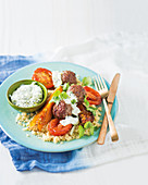 Frikkadels with couscous and lime tzatziki