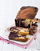 Chocolate and coffee marble cake