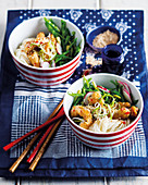 Sweet and sour chicken noodle pots