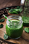 Spinach and mango smoothie with spirulina