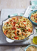 Linguine with Prawns, Chilli and Parmesan Crumb