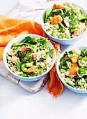 Risoni-Salat mit Lachs und Spinat
