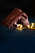 Chocolate cake with rum ganache and coconut caramel