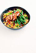 Cajun-spiced pork with black bean rice salad