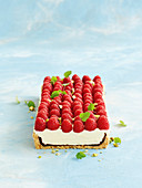 Raspberry and white chocolate cheesecake