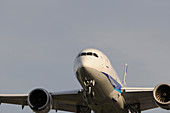 Passenger jet in flight